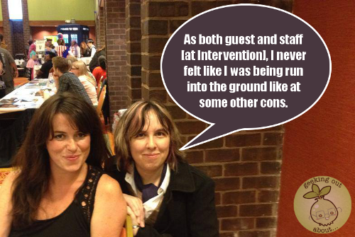 Social media coordinator Kara Dennison meets with Eve Myles (Torchwood) as part of her job. © Onezumi Events, Reimagined by Geeking Out About